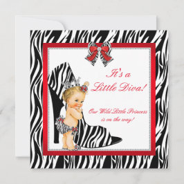 Diva Zebra Princess Girl Baby Showblonde Einladung