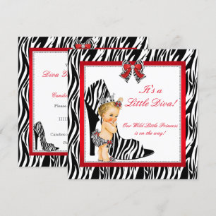 Diva-Zebra-Prinzessin Mädchen-Baby-Party Blond Einladung