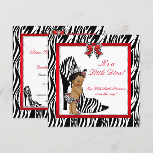 Diva Zebra Prinzessin Mädchen Baby Shower Ethnisch Einladung