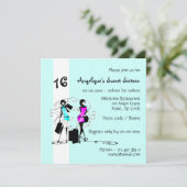 Divamädchen-16. Geburtstag-Modemodell | blauer Einladung (Stehend Vorderseite)