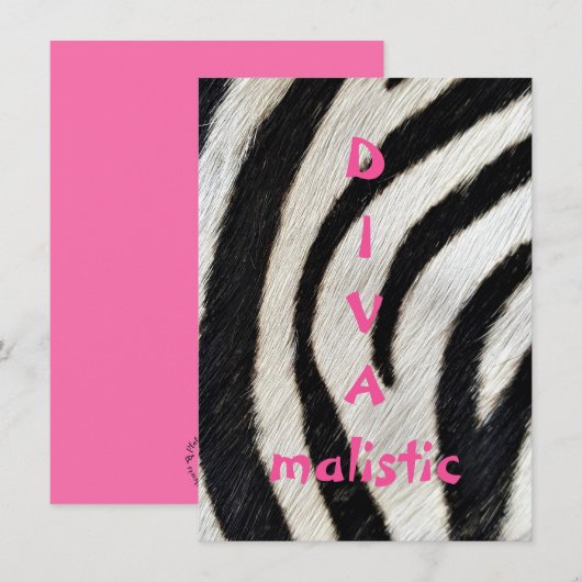 DIVAmalistic Zebra Print Flat Greeting Card (Vorne/Hinten)