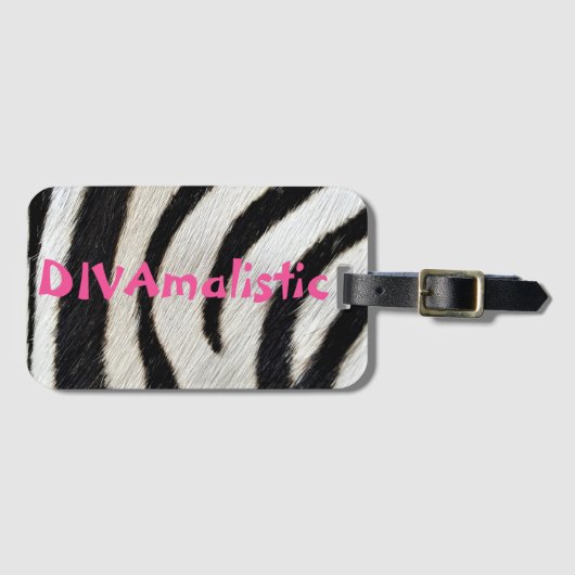 DIVAmalistic Zebra Print Luggage Tag Gepäckanhänger (Vorderseite (Horizontal))