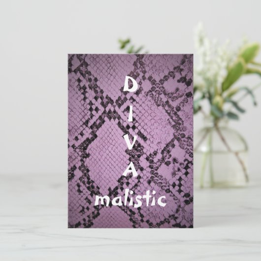 DIVAmalistische Lila Snakeskin Print Flat Card (Stehend Vorderseite)