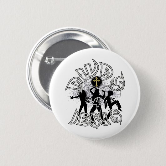 Divas für Jesus Schwarzweiss Button (Vorne & Hinten)