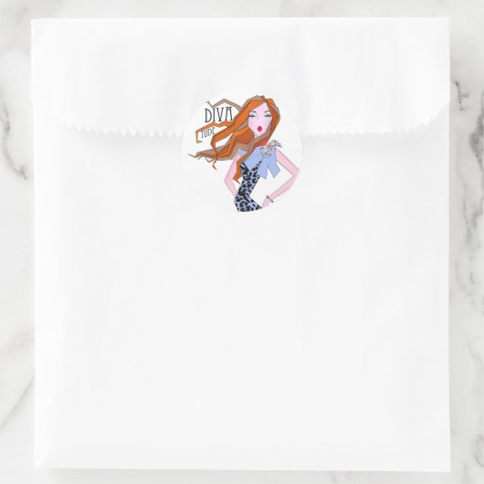 ‚DIVAtude‘ Runder Aufkleber (Tasche)