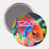 Dive Bahamas - rund Magnet (Vorderseite/Rückseite)