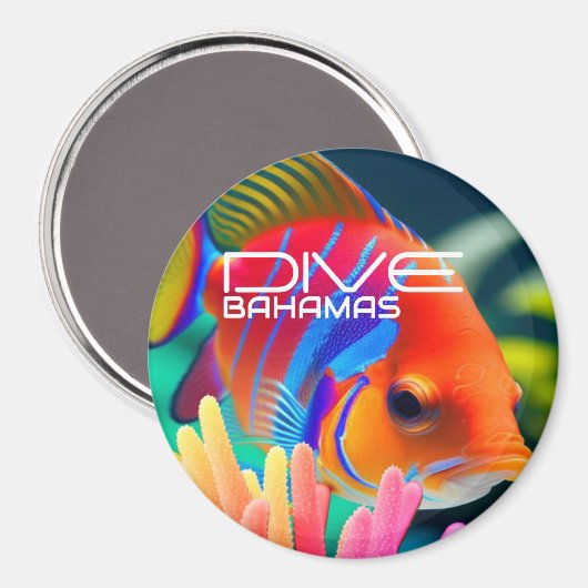 Dive Bahamas - rund Magnet (Vorderseite/Rückseite)