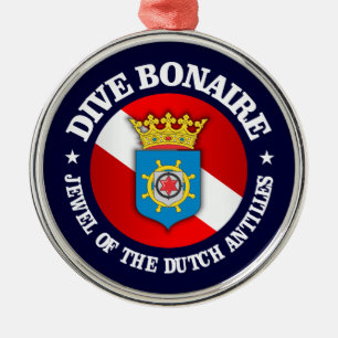 Dive Bonaire (rd) Silbernes Ornament