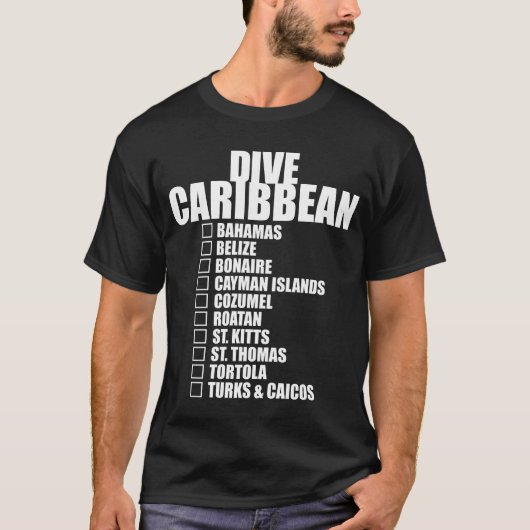Dive Caribbean Island Diver Checklist Scuba Diving T-Shirt (Vorderseite)