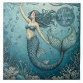 Dive Dream Rise Ocean Coral Reef Mermaid Inspiring Fliese (Vorderseite)