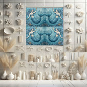 Dive Dream Rise Ocean Mermaid Aqua blue Coral Reef Fliese