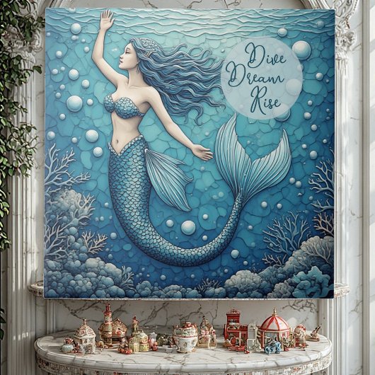 Dive Dream Rise Ocean Mermaid Swimmer Empowerment Fliese