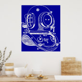 Dive Helmet Blueprint Poster (Küche)