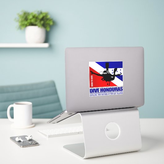 Dive Honduras Aufkleber (Laptop auf Schreibtisch)