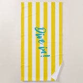 Dive In Fun Yellow and White Striped Pool Party Strandtuch (Vorderseite)