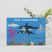 Dive In, We'll have a FIN-tastic time Einladung (Stehend Vorderseite)