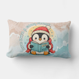 Dive Into A Good Story Cute Reading Penguin Pillow Lendenkissen