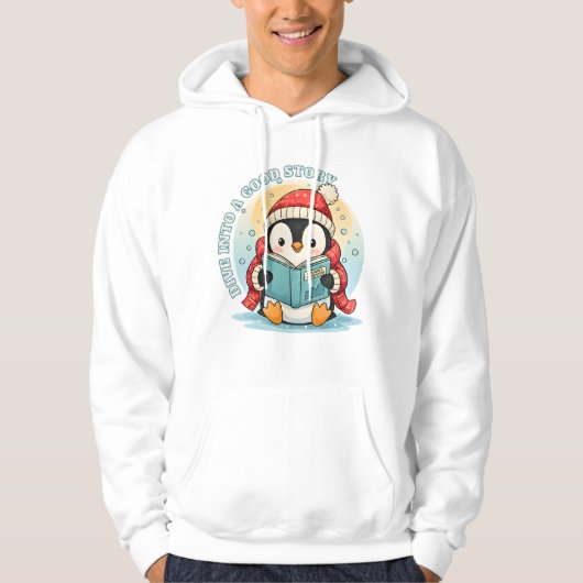 Dive Into A Good Story Penguin Sweatshirt Hoodie (Vorderseite)