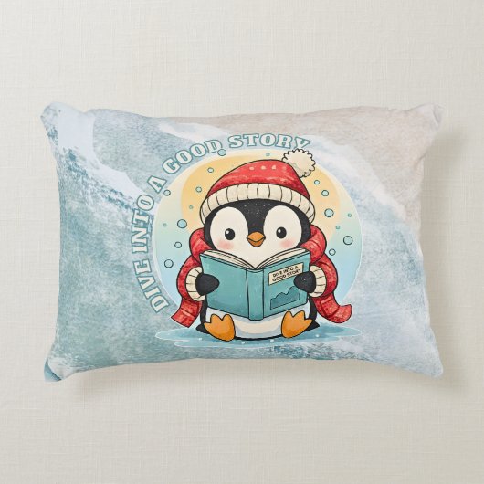 Dive Into A Good Story Reading Penguin Pillow Dekokissen (Vorderseite)
