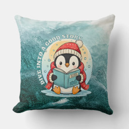 Dive Into A Good Story Reading Penguin Pillow Kissen