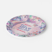 Dive into Five Flower Glitter Mermaid Tail  Pappteller (Schrägansicht)