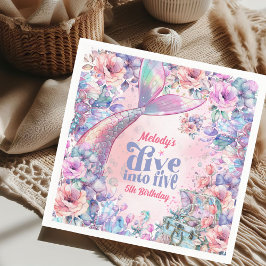 Dive into Five Flower Glitter Mermaid Tail  Serviette