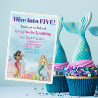 Dive into Five, Mermaid Birthday Einladung
