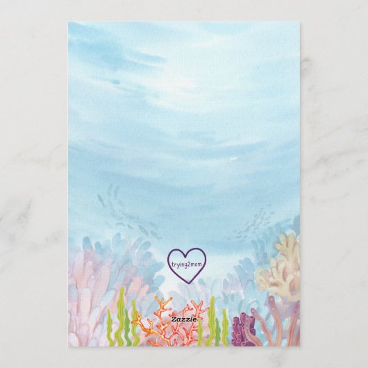 Dive into Five, Mermaid Birthday Einladung (Rückseite)