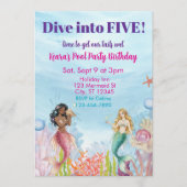 Dive into Five, Mermaid Birthday Einladung (Vorderseite)