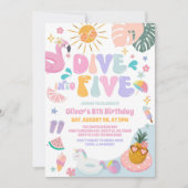 Dive Into Five Pool Party Summer 5th Birthday Einladung (Vorderseite)