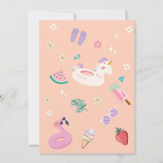 DIve Into Five Rainbow Sun Summer 5th Birthday Einladung (Rückseite)