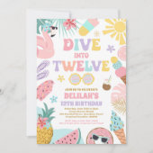 Dive Into Twelve Tropical Beach 12th Birthday Einladung (Vorderseite)