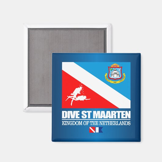Dive St Maarten (sq) Magnet (Vorderseite/Rückseite)