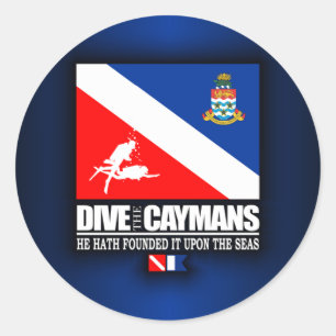 Dive the Caymans Runder Aufkleber