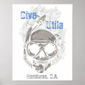 Dive Utila Honduras CA Skull Diver Poster (Vorne)