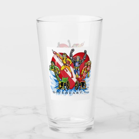 Divehart Superheroes Pint-Glas Glas (Vorderseite)