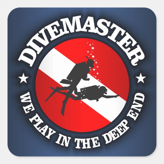 Divemaster (Ende) Quadratischer Aufkleber (Vorderseite)