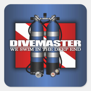 Divemaster (Unterwasseratemgerät-Behälter) Quadratischer Aufkleber