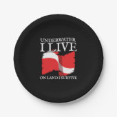 Diver Down - Scuba Diving Quotes - Scuba Diver Pappteller (Vorderseite)