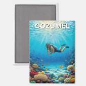 Diver in Cozumel Mexico Travel Magnet (Vorderseite/Rückseite)
