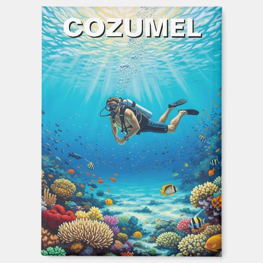 Diver in Cozumel Mexico Travel Magnet (Vorderseite)