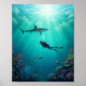diver meets a shark poster (Vorne)