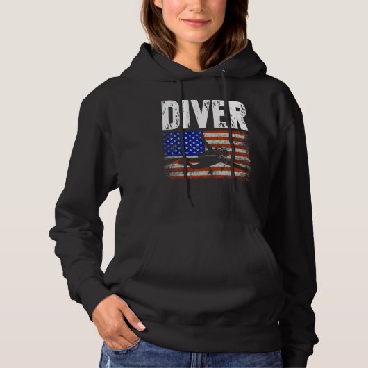 Diver US American Flag Dive Scuba Diving Hoodie (Vorderseite)