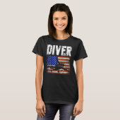 Diver US American Flag Dive Scuba Diving T-Shirt (Vorne ganz)