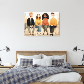 Diverse Friends Sitting Together Cozy Illustration Leinwanddruck (Insitu (Schlafzimmer))