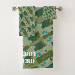 Diverse green colors background badhandtuch set