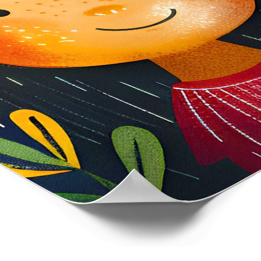 Diverse Happy Children Floral Pattern Illustration Poster (Ecke)