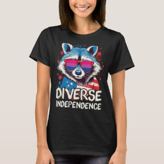 Diverse Independence Raccoon Bisexual Sunglasses F T-Shirt