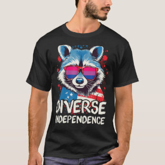 Diverse Independence Raccoon Bisexual Sunglasses F T-Shirt