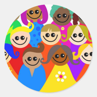 Diverse Kids Runder Aufkleber